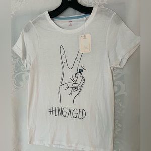 Miss To Mrs ENGAGED T SHIRT White Size S Bachelorette Party Wedding Engagement